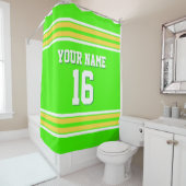 Rideaux De Douche Lime vert avec rayures blanches jaunes Sports Jers (En situation)