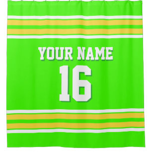 Rideaux De Douche Lime vert avec rayures blanches jaunes Sports Jers