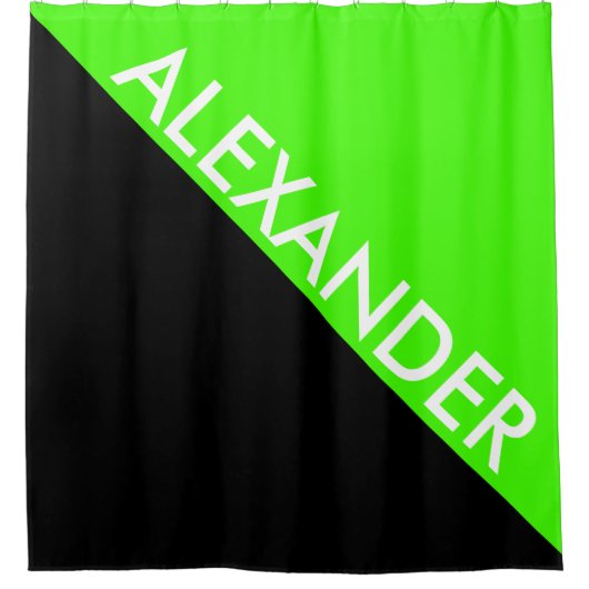 Rideaux De Douche Lime Vert Noir 2 Triangles Gras Diag Monogramme (Devant)