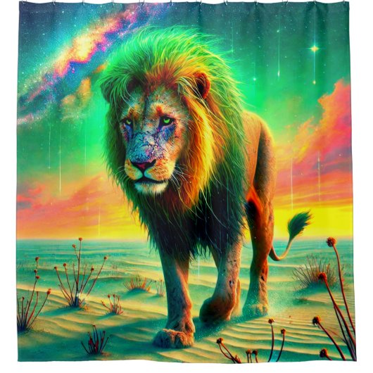 Rideaux De Douche Lion au coucher du soleil (Devant)