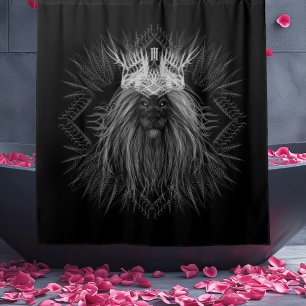 Rideaux De Douche Lion avec monogramme de couronne