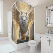 Rideaux De Douche Lion blanc Angélique mignon Imaginaire (En situation)