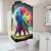 Rideaux De Douche Lion coloré (En situation)