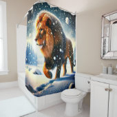 Rideaux De Douche Lion dans la neige (En situation)