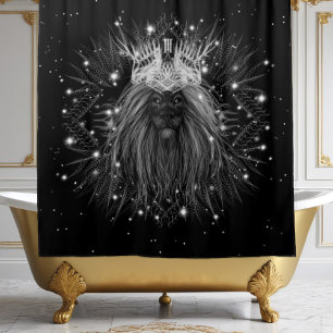 Rideaux De Douche Lion d'étoile avec monogramme de couronne