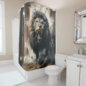 Rideaux De Douche Lion effrayant (En situation)