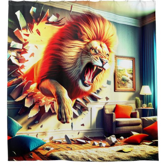 Rideaux De Douche Lion en colère (Devant)