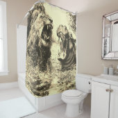 Rideaux De Douche Lion et combat hippo (En situation)