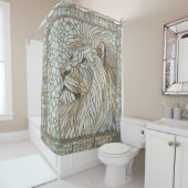Rideaux De Douche Lion Portrait Mosaic Art (En situation)