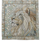 Rideaux De Douche Lion Portrait Mosaic Art (Devant)