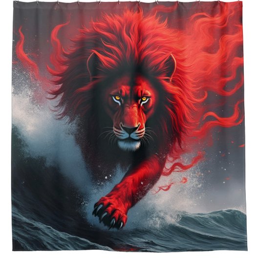 Rideaux De Douche Lion Rouge (Devant)