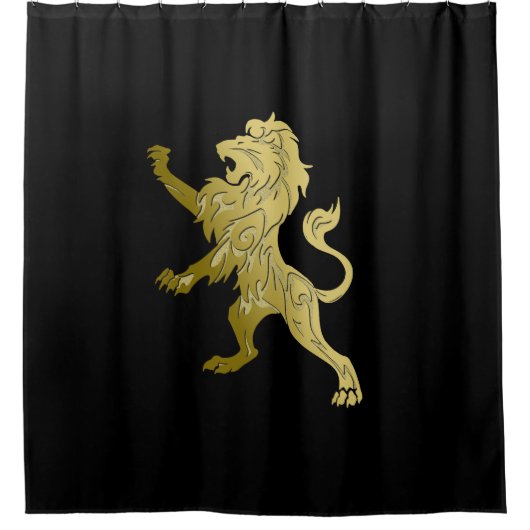 Rideaux De Douche Lion royal d'or noir  (Devant)