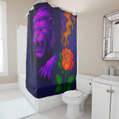 Rideaux De Douche Lion Violet et Rose (En situation)