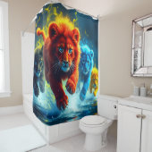 Rideaux De Douche Lions colorés (En situation)