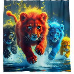 Rideaux De Douche Lions colorés