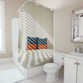 Rideaux De Douche Lit blanc et rouge noir (En situation)