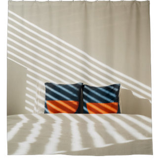 Rideaux De Douche Lit blanc et rouge noir