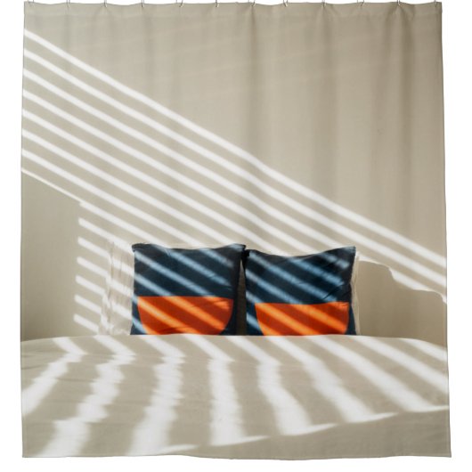 Rideaux De Douche Lit blanc et rouge noir (Devant)