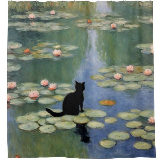 Rideaux De Douche Lits d'eau Monet Claw Pond de chat (Devant)