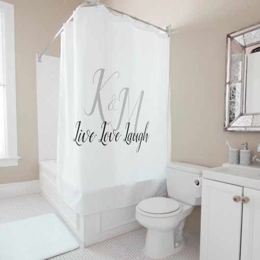 Rideaux De Douche Live Love Laugh with Couple's Initials (En situation)