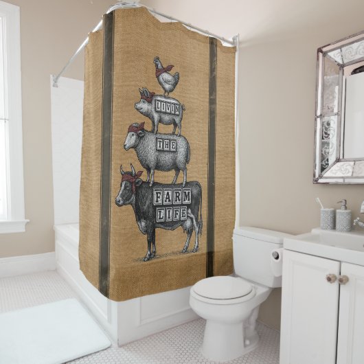 Rideaux De Douche Livin La Vie Agricole Burlap Styled (En situation)
