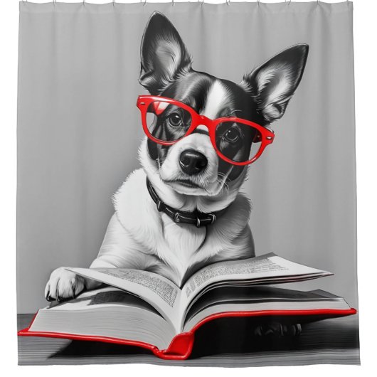 Rideaux De Douche Livre de lecture de chien (Devant)