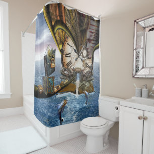 Rideaux De Douche Livre d'histoire du dragon de Steampunk