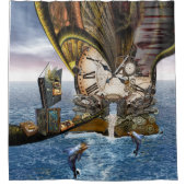 Rideaux De Douche Livre d'histoire du dragon de Steampunk (Devant)