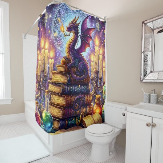 Rideaux De Douche Livres de sorcier de dragon mystique (En situation)