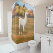 Rideaux De Douche Llama blanche dans les pâturages agricoles d'autom (En situation)