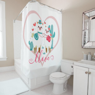 Rideaux De Douche Llama en amour