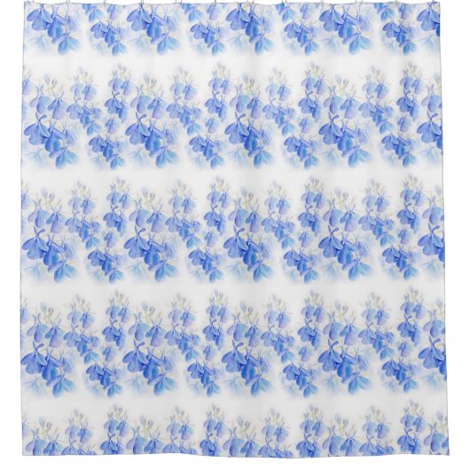 Rideaux De Douche Llobélie florale bleu et blanc (Devant)