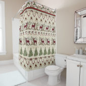 Rideaux De Douche Lodge Christmas Tree Joyeux Bright Deer Antlers (En situation)