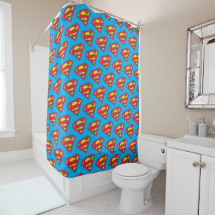 Rideaux De Douche Logo classique Supergirl avec fond bleu