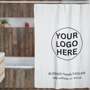 Rideaux De Douche Logo et texte noir et blanc promotionnels pour ent