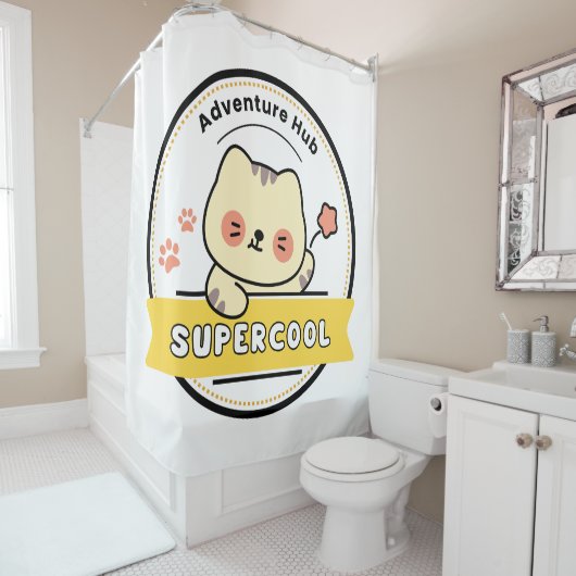 Rideaux De Douche Logotype Logo Illustration Œuvre (En situation)