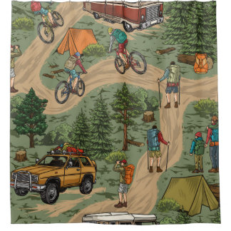Rideaux De Douche Loisirs en plein air motif vintage sans soudure av