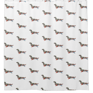 Rideaux De Douche Longue Haine Dachshund Geo Silhouette Plaid