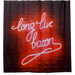 Rideaux De Douche Longue vie Bacon néon signe, amant Bacon