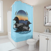 Rideaux De Douche Loon Couple coucher de soleil bleu (En situation)