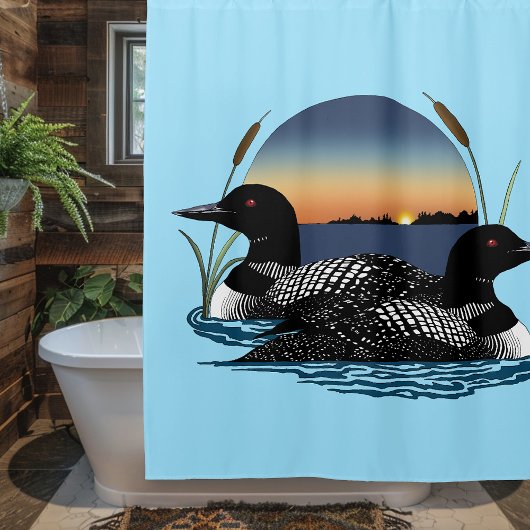 Rideaux De Douche Loon Couple coucher de soleil bleu