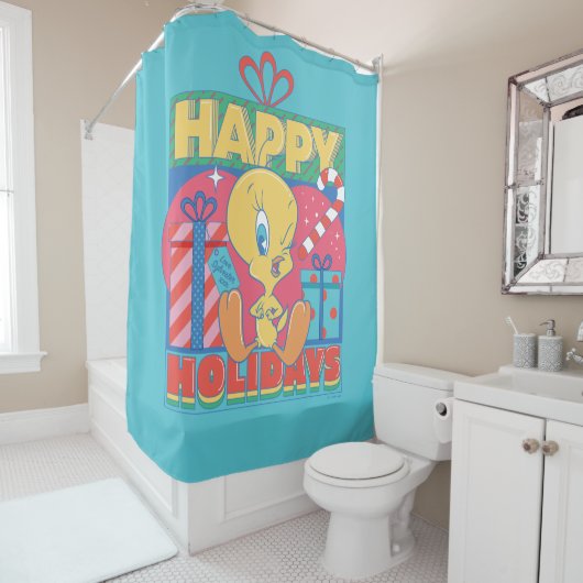 Rideaux De Douche LOONEY TUNES™ | TWEETY™ Joyeuses fêtes (En situation)