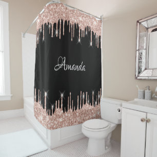 Rideaux De Douche L'or scintillant nommé de rose de rose