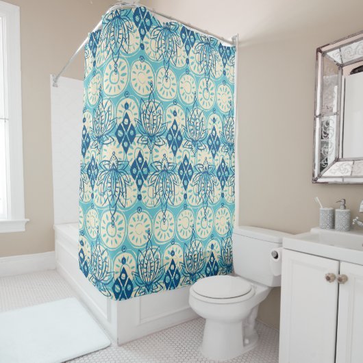 Rideaux De Douche losange bleu (En situation)