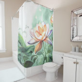 Rideaux De Douche Lotus Aquarelle (En situation)