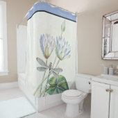 Rideaux De Douche Lotus et libellule vintage (En situation)