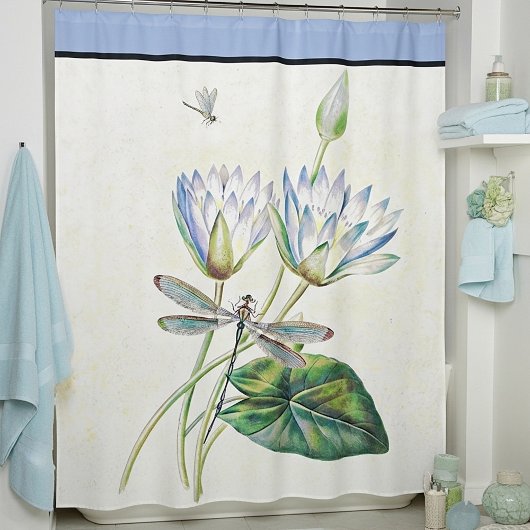 Rideaux De Douche Lotus et libellule vintage