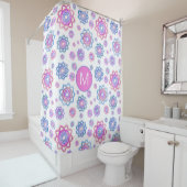 Rideaux De Douche Lotus Flower Moderne Monogramme Rose Pastel Vert (En situation)