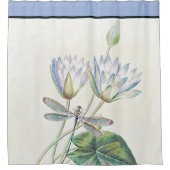 Rideaux De Douche Lotus vintage et libellule (Devant)