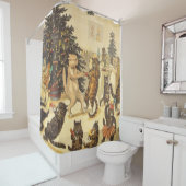 Rideaux De Douche Louis Wain Christmas Party (En situation)